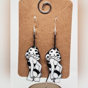 Mushroom Earrings on sterling silver hooks